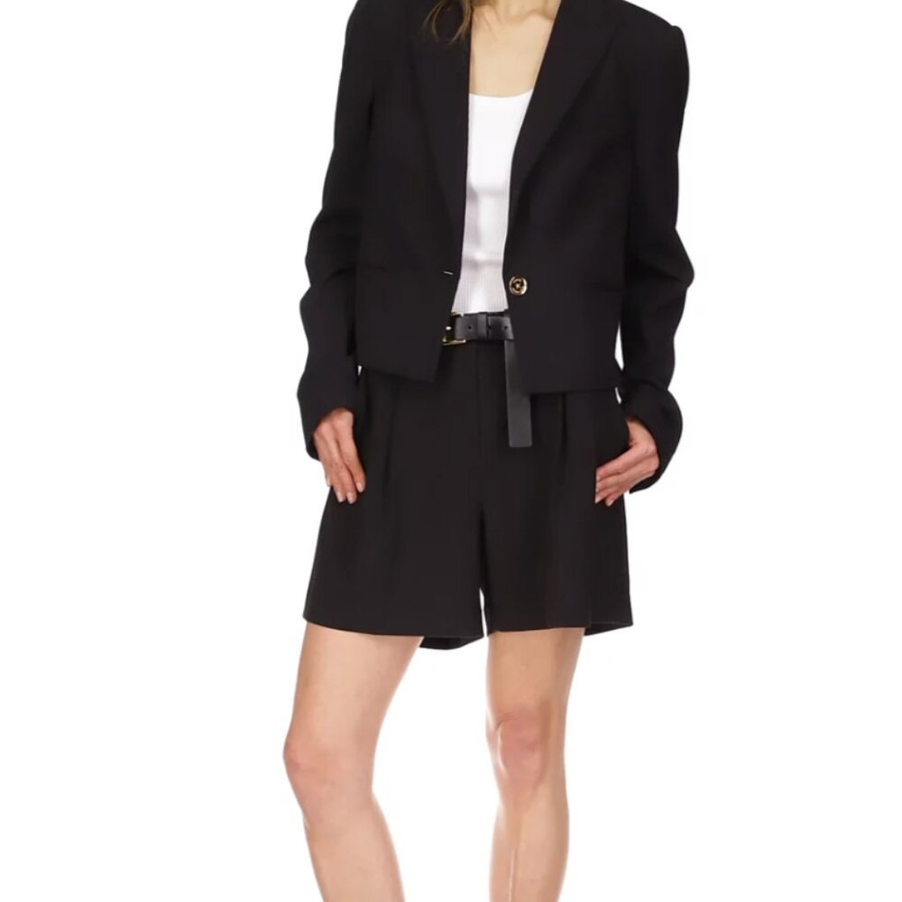 Michael Kors Women's Cropped Peak-Lapel Blazer Size 8 in Black